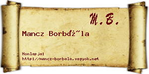 Mancz Borbála névjegykártya
